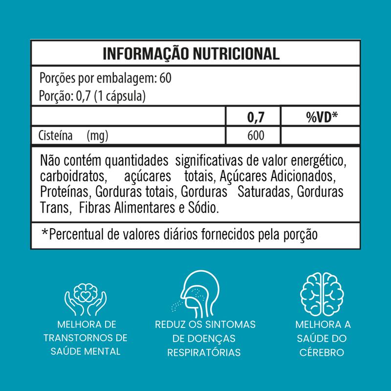 N.A.C. 60 Cápsulas - Suрlеmеոtо De Cisteína 600mg