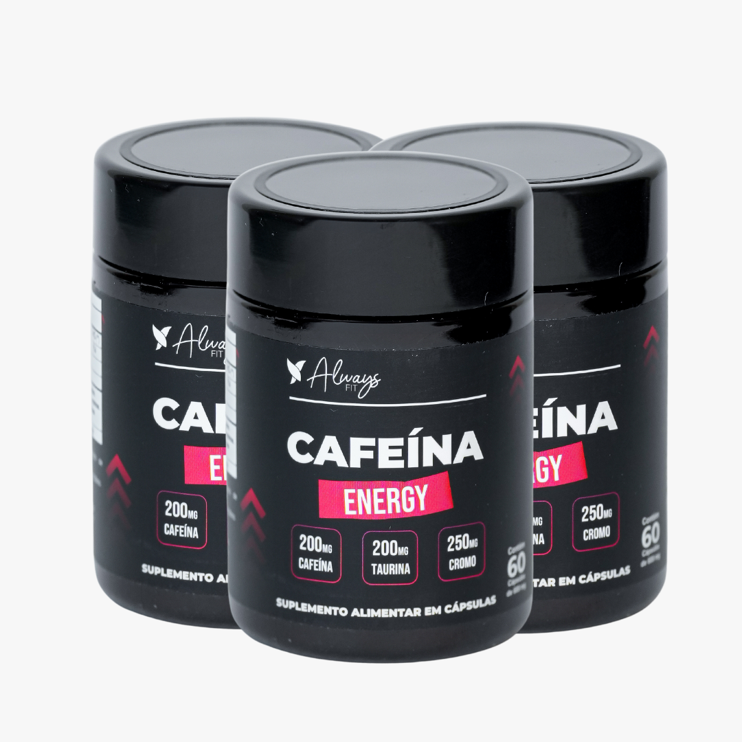 Cafeína Energy - Cafeína 200mg, Taurina e Cromo - 60 Cápsulas