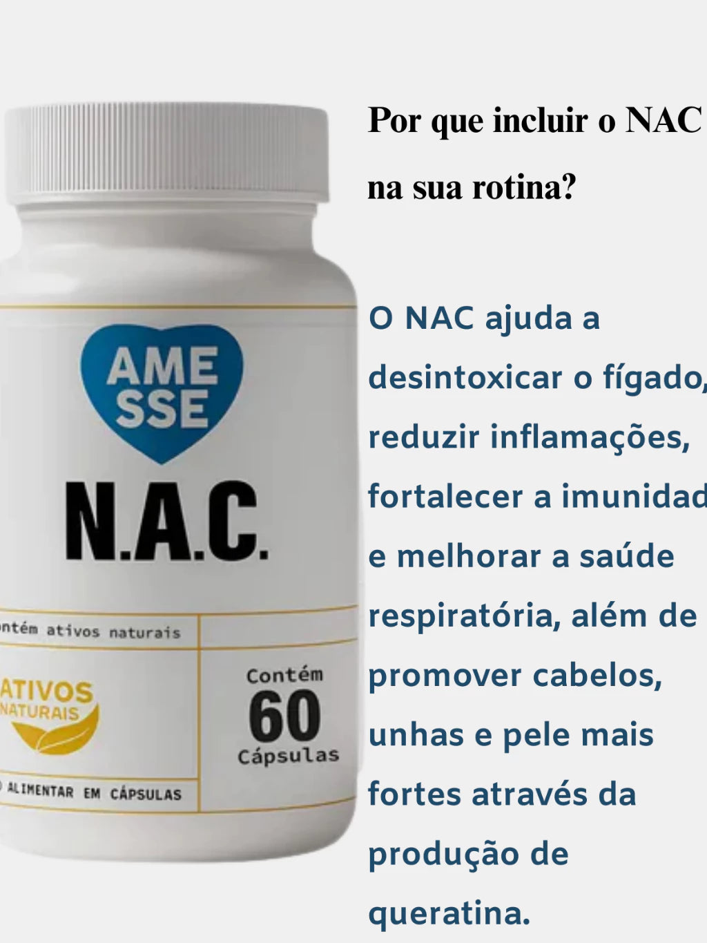 N.A.C. 60 Cápsulas - Suрlеmеոtо De Cisteína 600mg