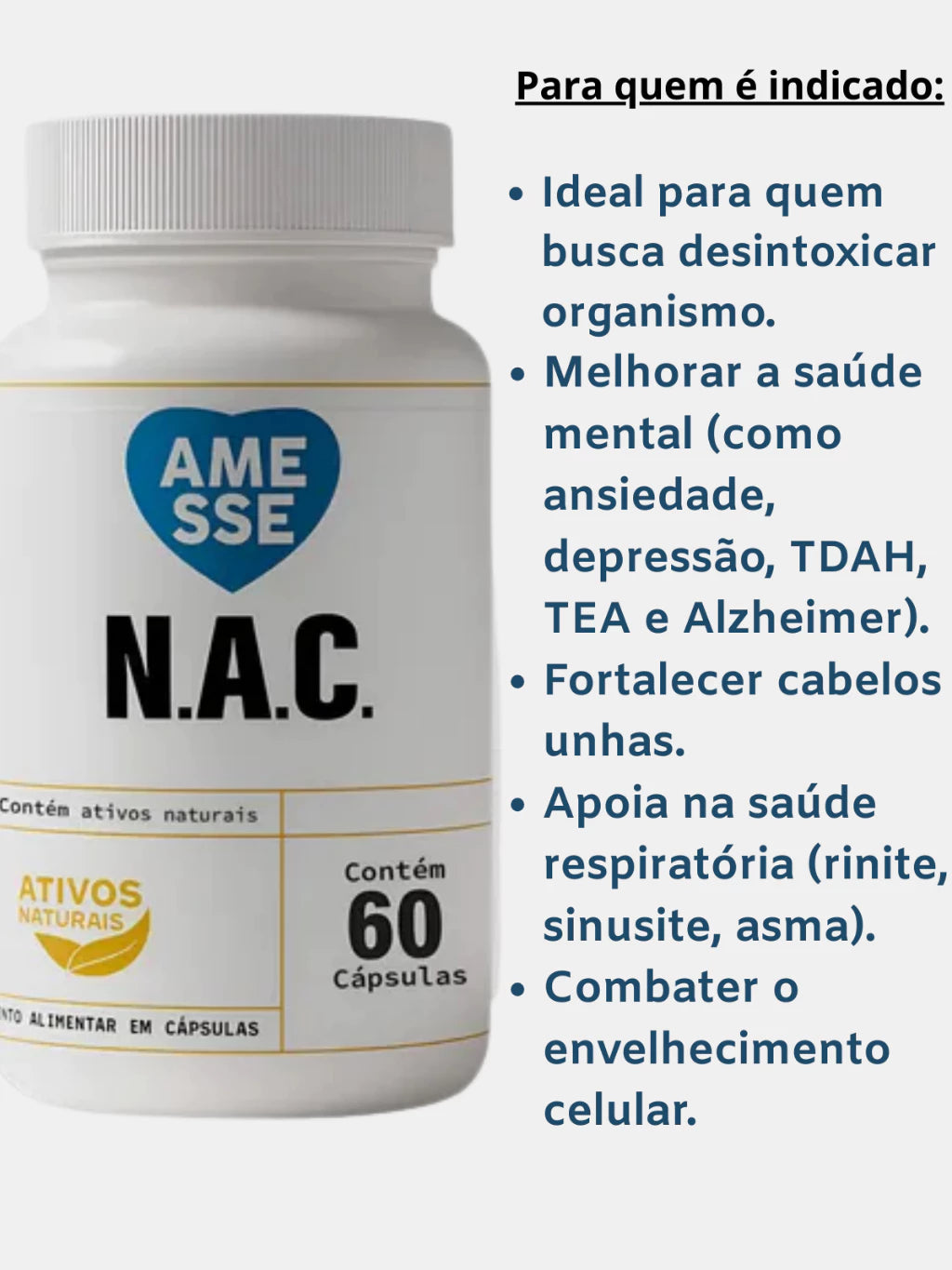 N.A.C. 60 Cápsulas - Suрlеmеոtо De Cisteína 600mg