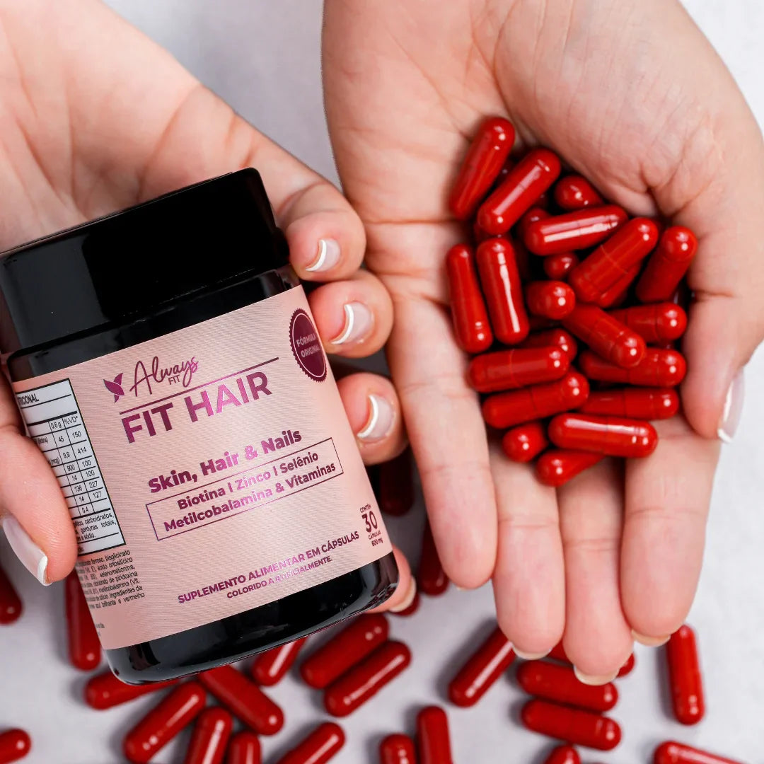 FitHair® - Biotina, Zinco, Ferro, Cobre, Cisteína e + Vitaminas - 30 Cápsulas